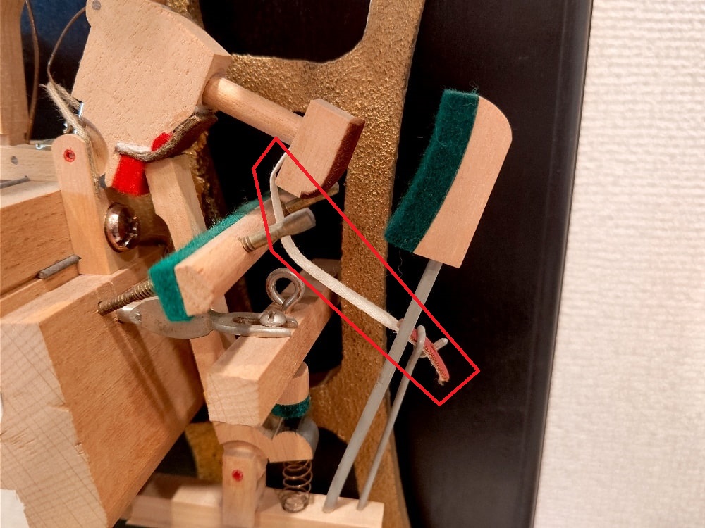 アップライトピアノの部品:ブライドルテープ